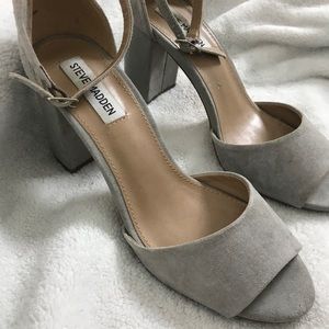 Gray Steven Madden heeled sandals